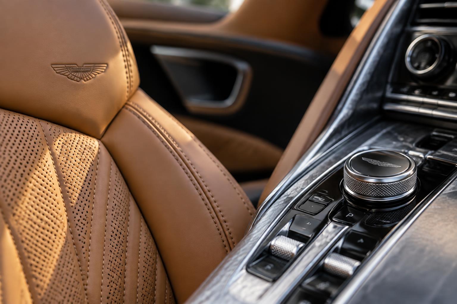 Aston Martin DB12 Volante leather and metal craftsmanship