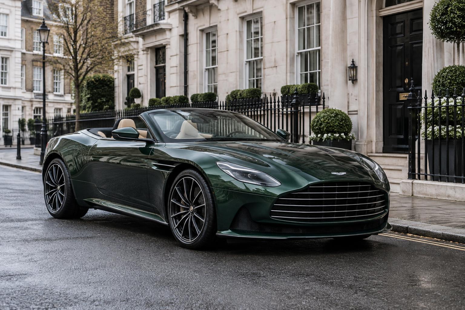 Aston Martin DB12 Volante full exterior for hire in London
